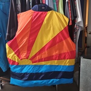 CB Sport Men’s Colorblock Sunset Puffer Vest - Yellow/Red/Blue